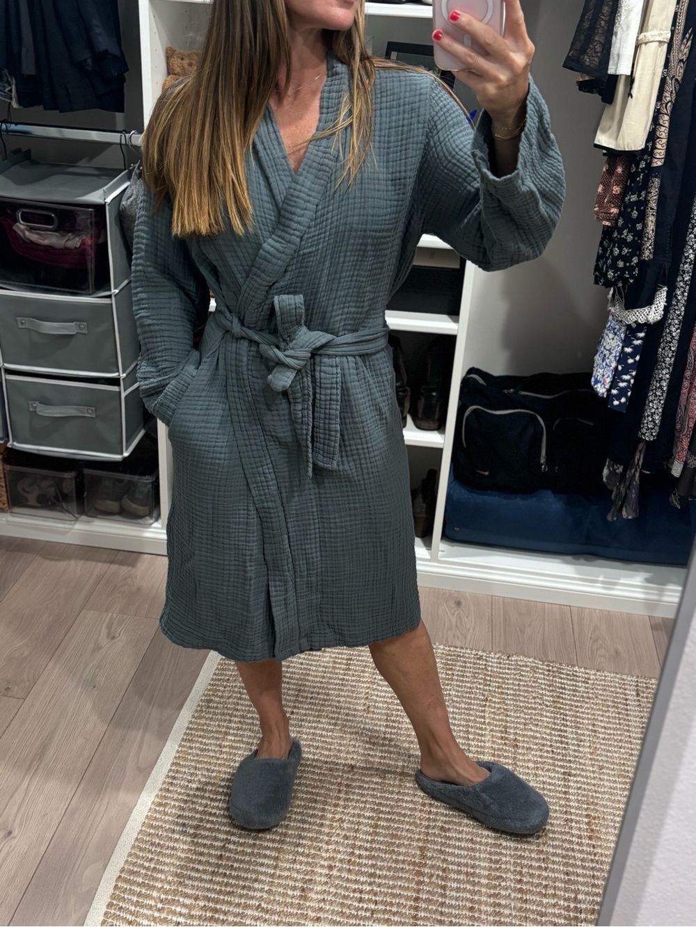Parachute Cotton Robe + Slippers Set Gray Size Small